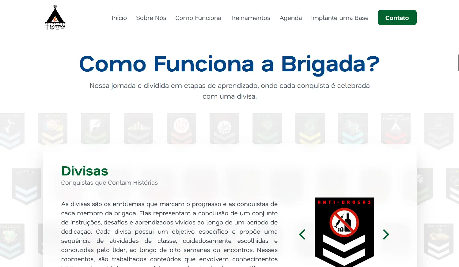 Preview do site da Brigada Quadrangular